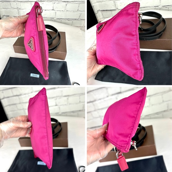 PRADA pink nylon Pouch Crossbody bag with strap - Picture 5 of 14